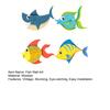 4 Pcs Wood Fish Nautical Wall Decor, Ocean Fish Shark Rustic Hanging Beach Decor, Cartoon Coastal Wall Art for Living Room, Nursery
