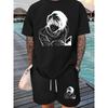 European Size Anime Boy Print Men'S Short-Sleeve T-Shirt and Waistband    Casual Sports Regular Top and Pants , Suitable for Spring and Summer Matchin