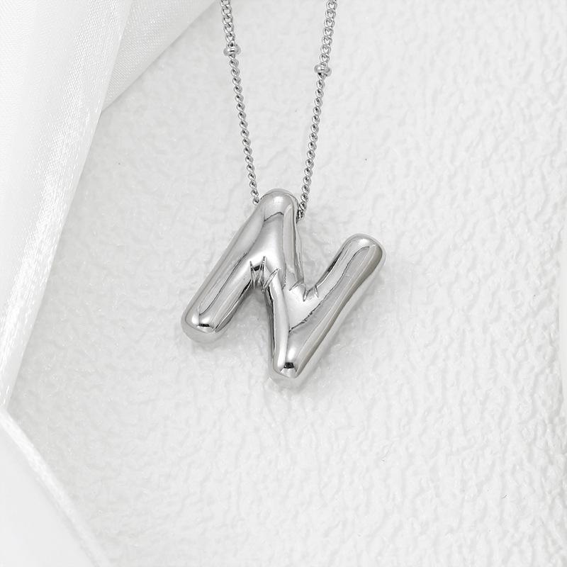 Smooth Chunky Bubble Initial letter Pendant Necklace Women Personality Jewelry Gold Balloon 26 Letter Necklaces
