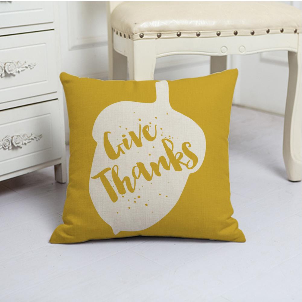 White Pumpkin Thanksgiving Garland Flax Pillow Case European and American Fashion Home