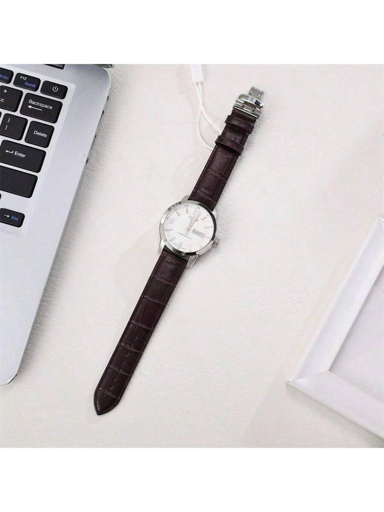 Tissot Men's Automatic Mechanical Pointer Watch with Leather Strap T055.430.16.017.00