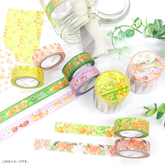 SAIEN Masking Tape Peach, 3 Patterns UR-2023 Size: 15mm x 10m x 3 rolls Colorful dia.4.5 x 1.5cm