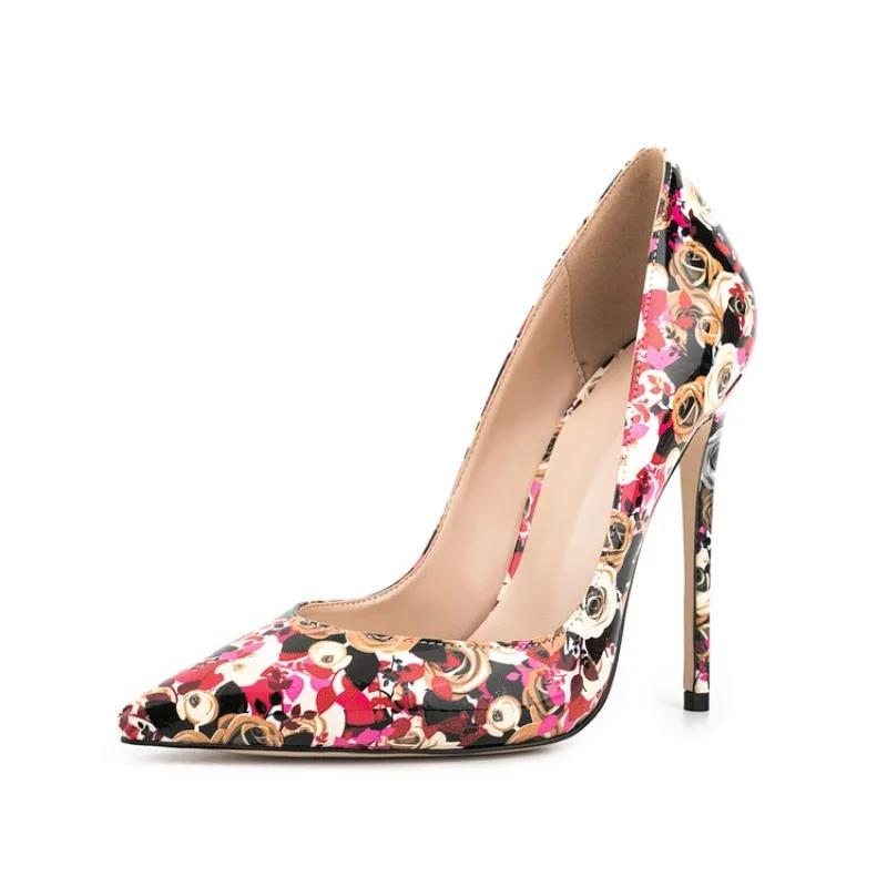 Summer Women's High Heels Indoor Fashion Print Designer Home Stiletto Sandals PU Leather Elegant Pointed Toe Women's High Heels