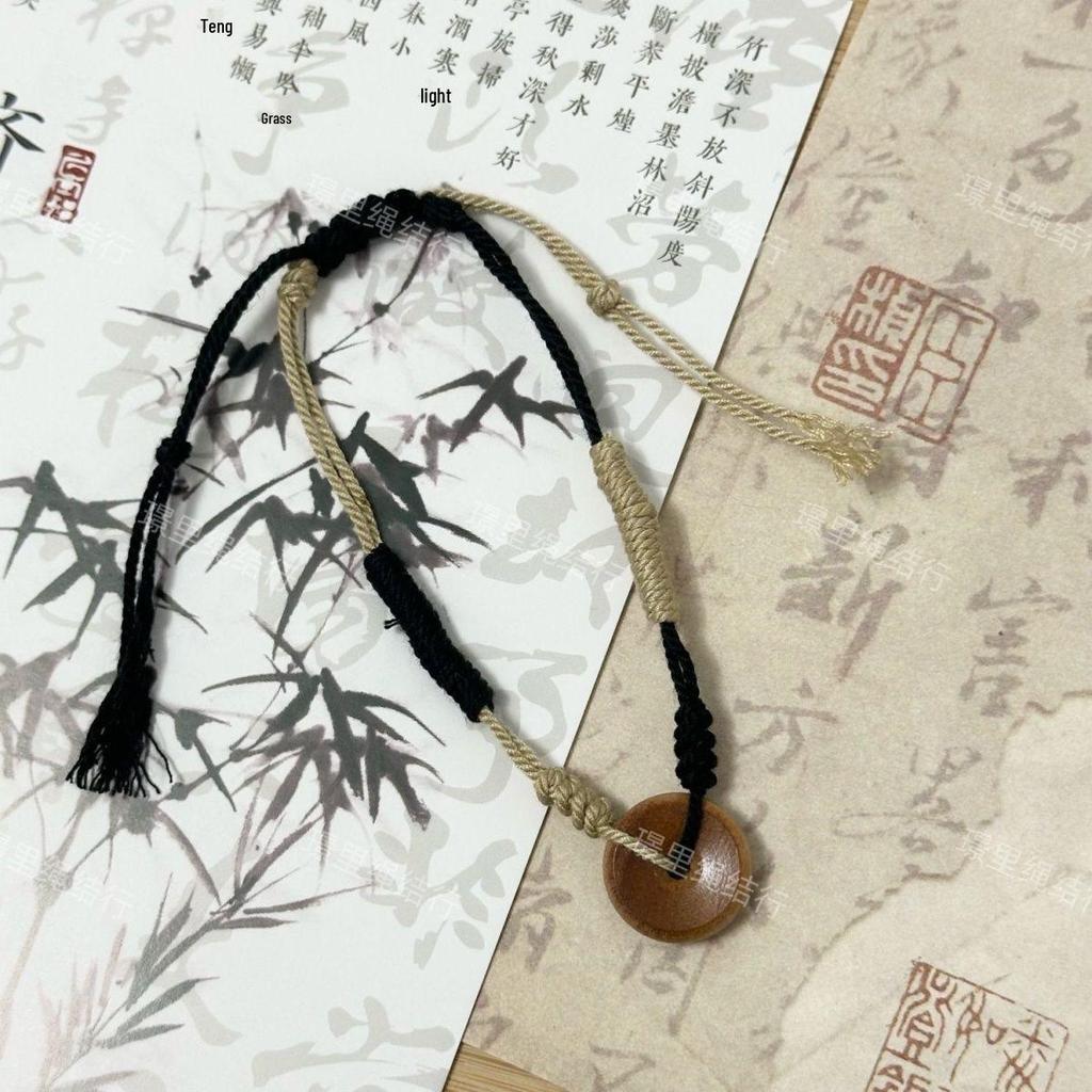 Chinese Color Block Peach Wood Friendship Bracelet Pair - Handmade, Vintage-Style