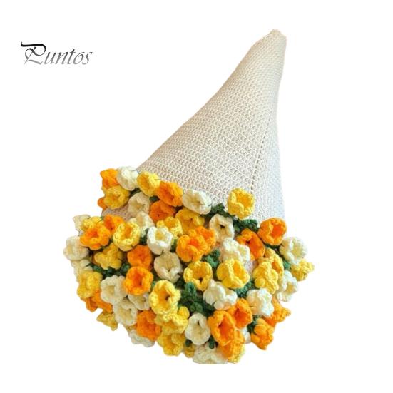 31.5 Inch Crochet Flowers Blanket Handmade Rose Bouquet Blanket Knitted Flowers Throw Blanket for Mother's Day Gift Home Decor