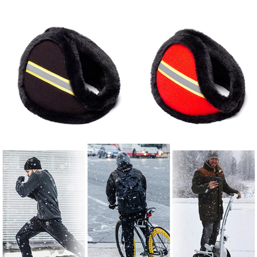 Reflective Stripe Plush Earmuff Adult Night Visible Ear Warmer Winter Cold Winter Presents for Students Teens Skiing