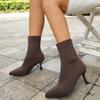 Fashion Fashion Solid Elastic Socks Boots Women 2025 Autumn Sexy Pointed Toe High Heel Ankle Boots Brand Design Solid Booties Size 43