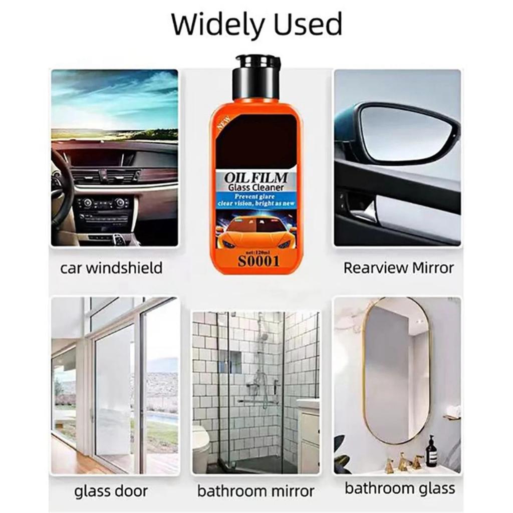 Car Glass Oil Film Cleaner, Car Glass Cleaner, Solves Water Stains, Bird Droppings, Coatings, Etc., Making The Glass Clear (120ml)