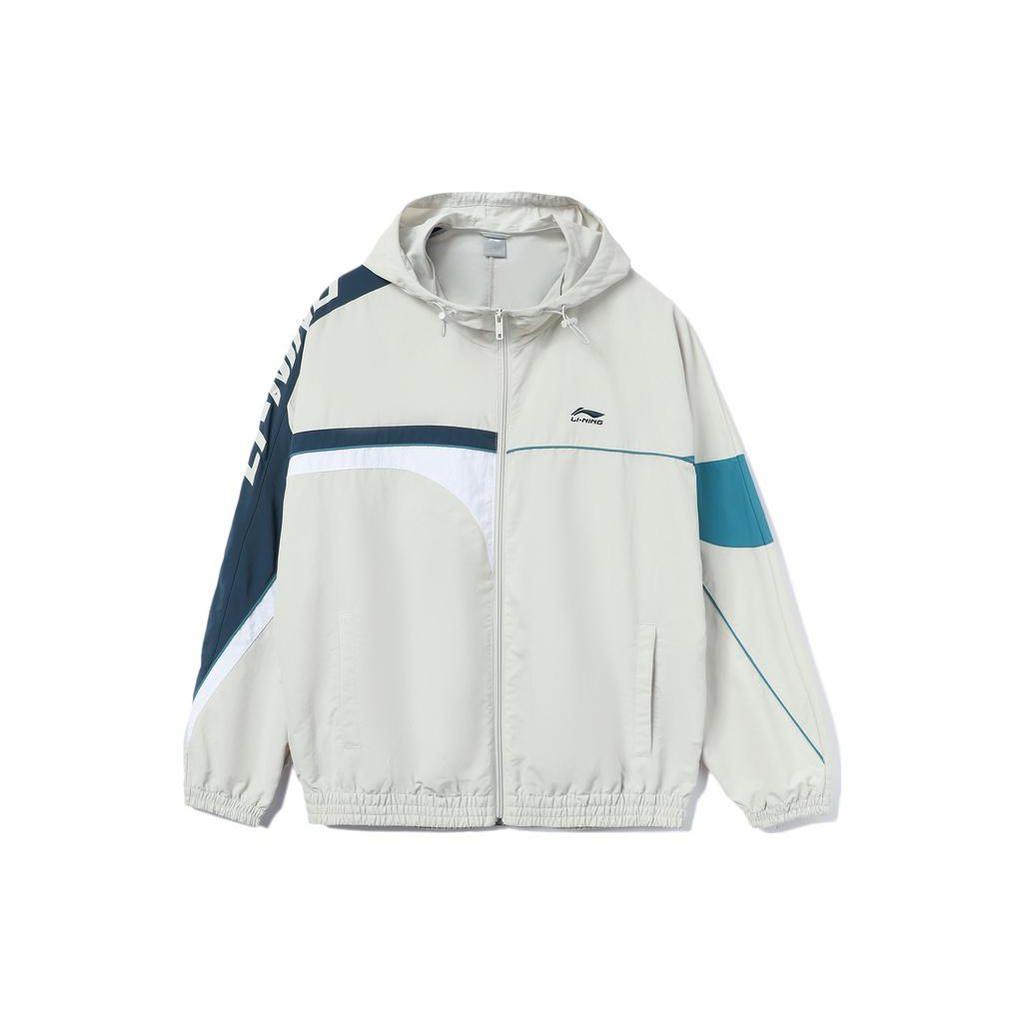 Li Ning Sports Trend Series Color Block Loose Hooded Windbreaker Unisex Outerwear Antarctic-Gray YFDT207-1