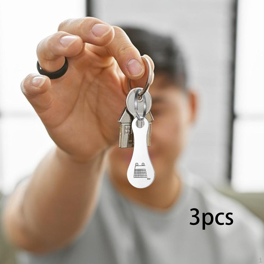 3 Pieces Shopping Trolley Tokens Keychain Cart Gift Lightweight Portable Stainless