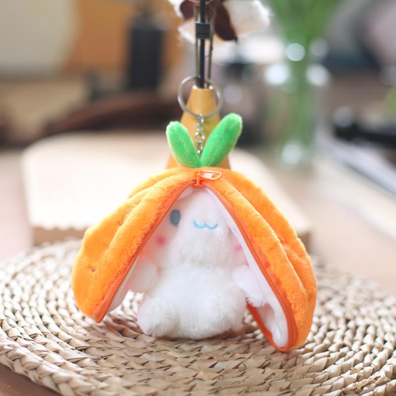 Non-Toxic Funny Joy Kawaii Fruit Bunny Plush Toy Cute Carrot Strawberry Turn Funny Joy Rabbit Plush Toy Kids Birthday Christmas Gift