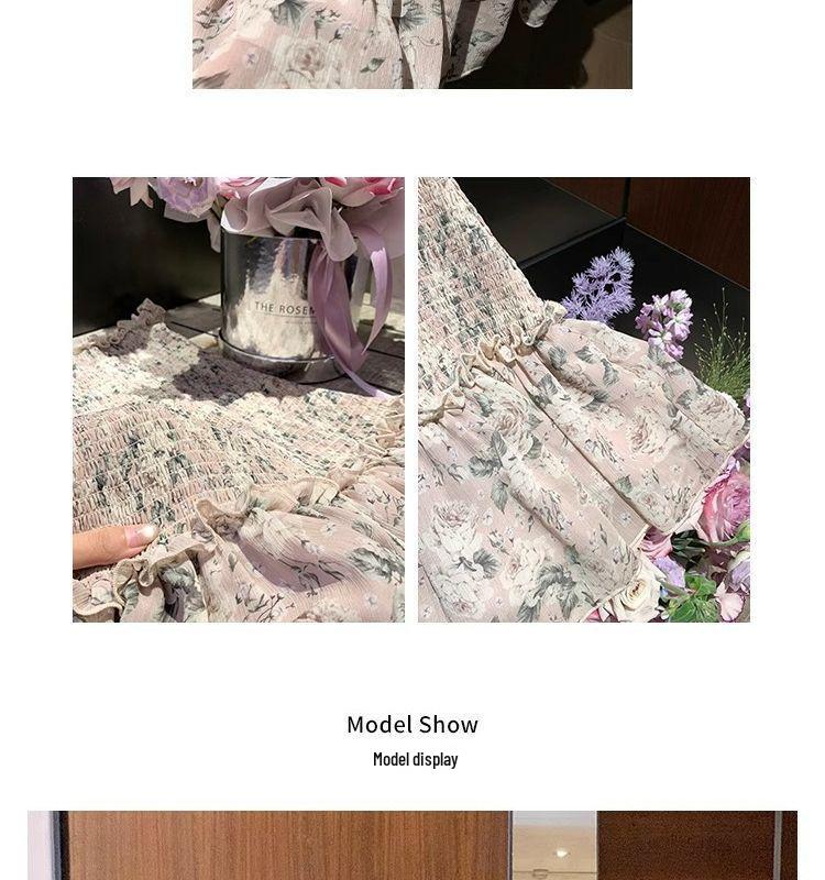 Waist-Cinching 2026 Floral One-Shoulder Short Dress with Elastic Waist - New Summer Style for Women