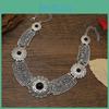Ethnic Simulation Style Gemstone Decoration Hollow Design Women Metal Necklace