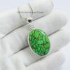 Handmade Green Copper Turquoise Pendant, 925 Sterling Silver, December Birthstone