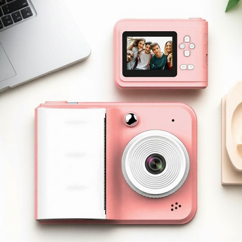 Portable Bluetooth Mini Camera with 24 Inch LCD Instant Print Feature Rechargeable Travel Friendly for Kids Teens Adults