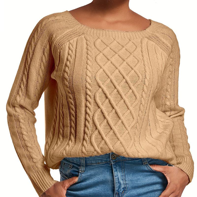 Autumn and Winter Women's Twist Knit Pullover Sweater