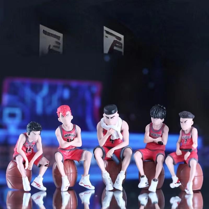 Slam Dunk Anime 5 Stück Cartoon Figur Rotes sitzendes Fass Kaede Rukawa Hanamichi Sakuragi Actionfigur Q Edition PVC Modell Geschenke