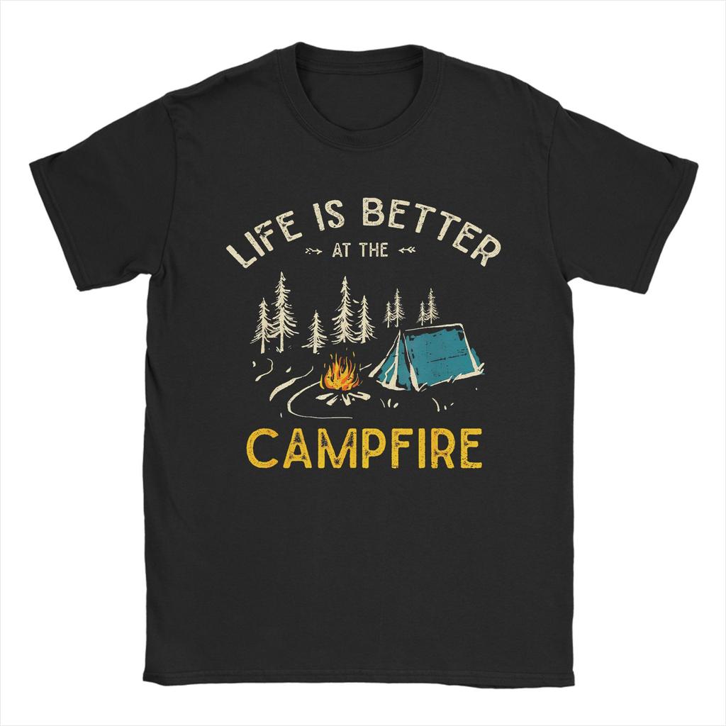 Camping Graphic TShirts Life Is Better At the Campfire Shirt for Camper Gift for Men Women Love Camping Tee Shirt Clothing