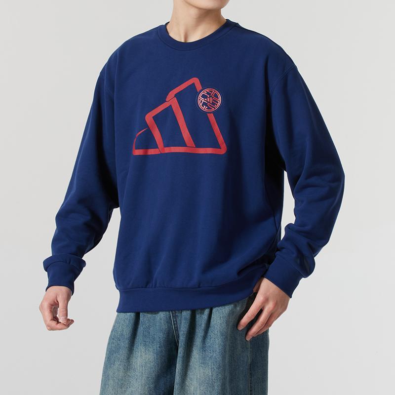Adidas Sweatshirts Men's Blue Crew Neck Moderate JM1004-