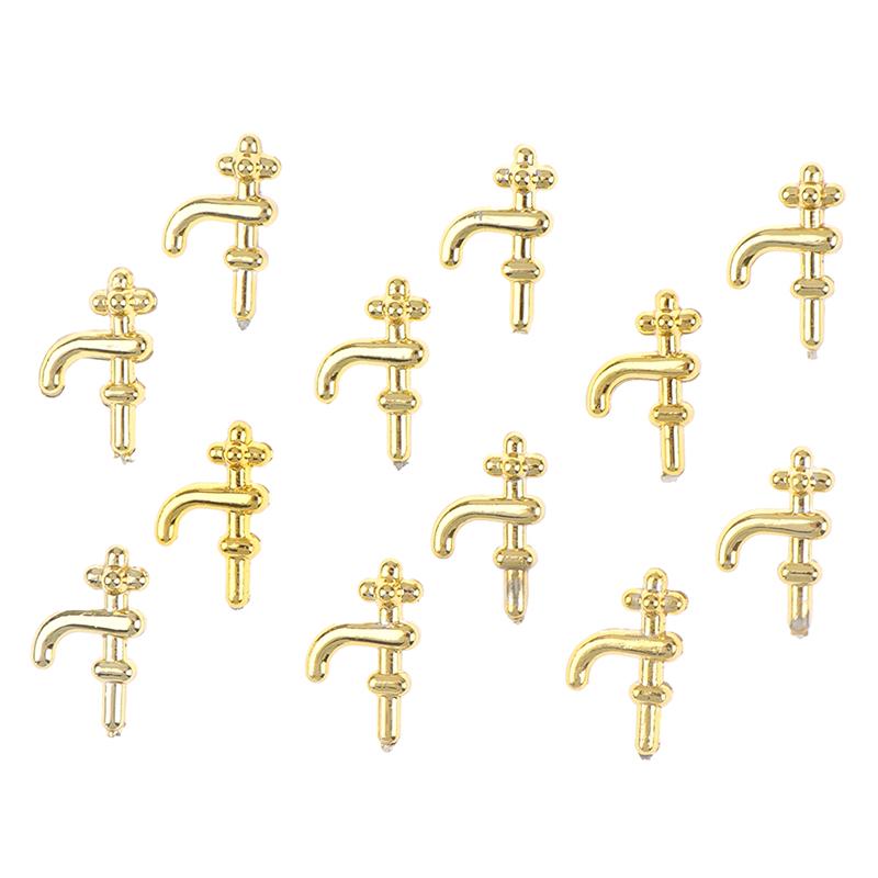 12Pcs 1:12 Dollhouse Miniature Wash Basin Water Tap Faucet Furniture Accessories