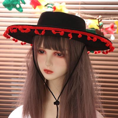 Fuzz Ball Mexican Sombrero Hats Wide Brim Stage Performance Mexican Hat Costumes Party Caps Dance Spanish Spanish-style Hat