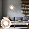 Wooden Mirror for Wall Round Wall Decor Decorative Sunflower Hangable Wooden Mirror for Dining Bathroom Living Room Hallway