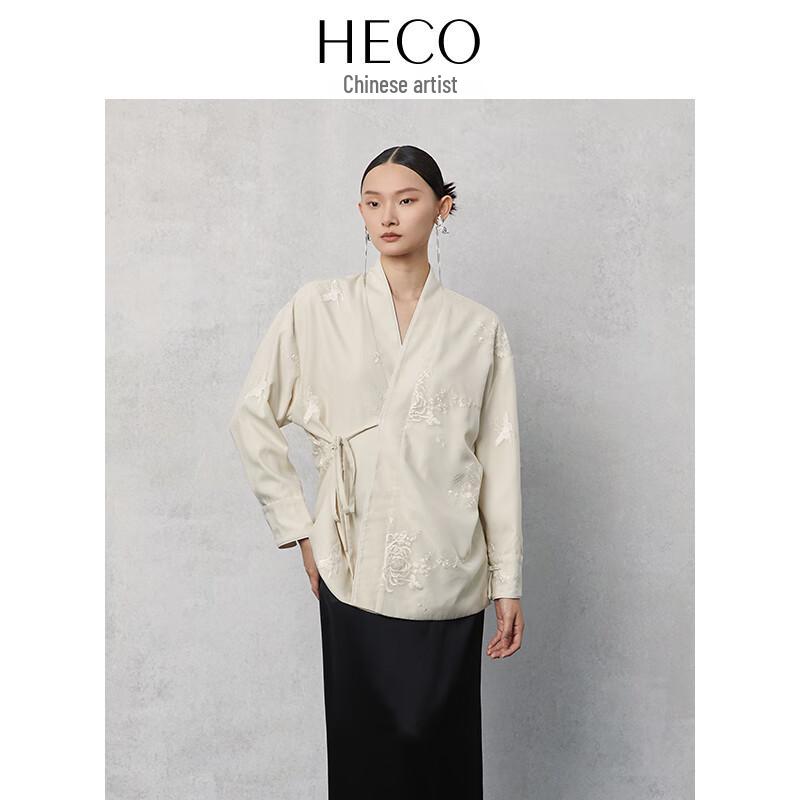 

HECO New Chinese Style Embroidered Oblique Placket Long-Sleeve Shirt L