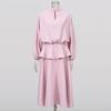 Fashion Brand Suit Pink Loose Long-sleeved Top + Ruffled Skirt Two-piece Set