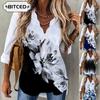 Damenmode Lässig Langarm V-Ausschnitt Blusen & Hemden