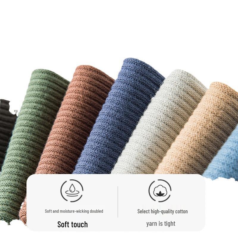 Men's Spring-Summer Mid-Calf Combed Cotton Socks - Anti-Pilling, Odor-Resistant, Thickened Sports Socks (Solid Color)