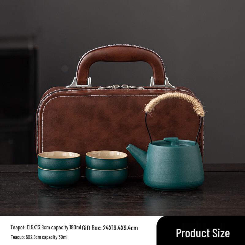 Portable Travel Tea Set with Overhead Handle