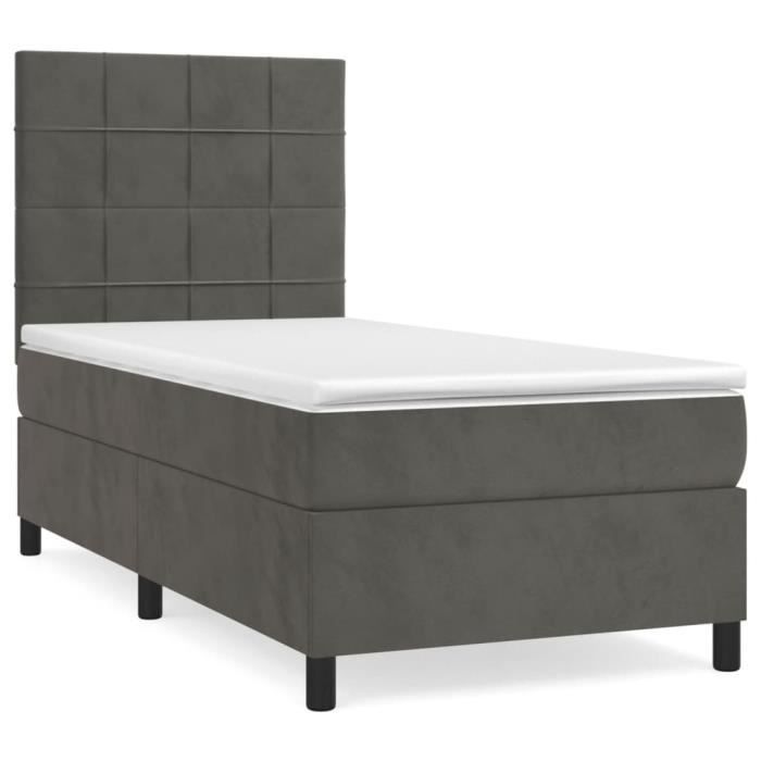 3142990 vidaXL Divan Bed and Mattress Dark Grey 80x200 Cm Velvet