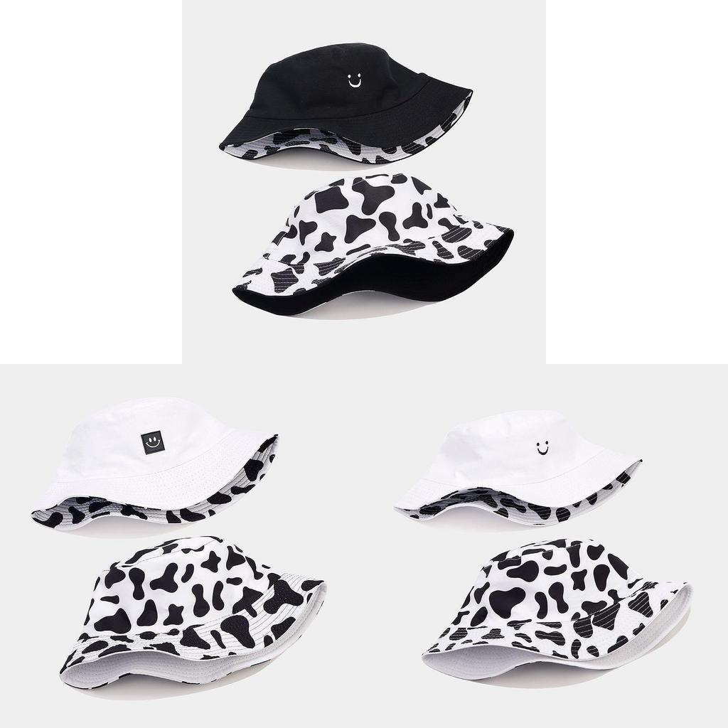 Unisex Cotton Cow Pattern Print Sun Hat With Sunshade And Antiinsect Function For Beach And Outdoor Activities