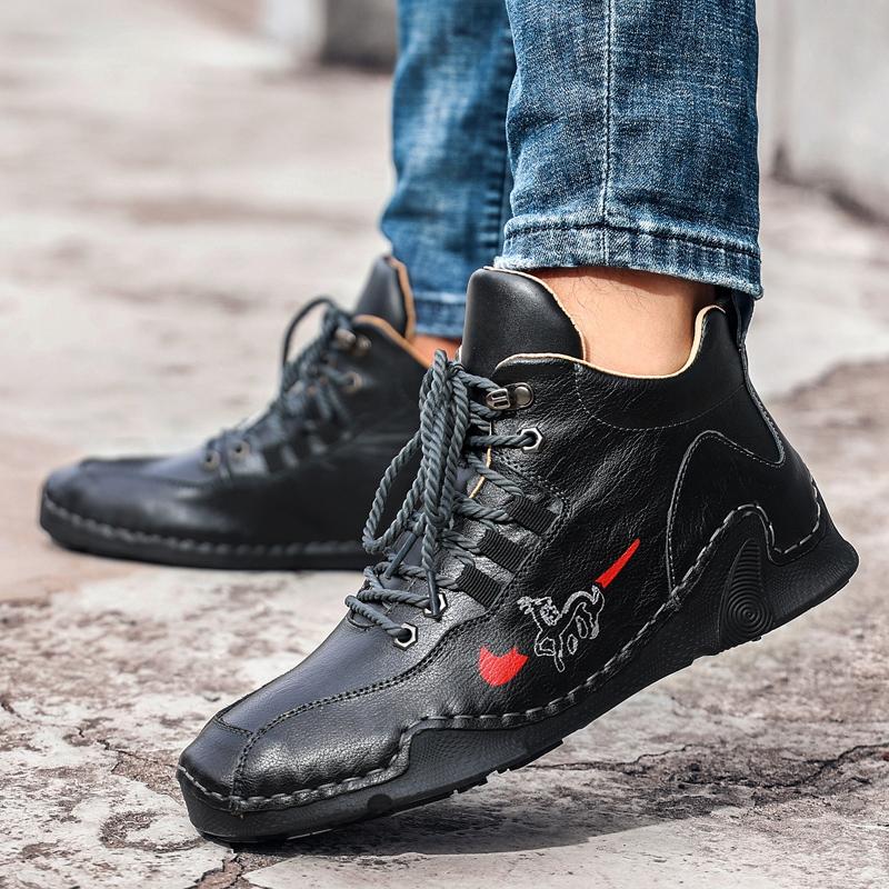 

Fashion Men s Casual Shoes Fashion Men s Leather Boots Comfortable Men s Ankle Boots Outdoor High Quality Hiking Boots Men Size 48 Black 38 чёрный