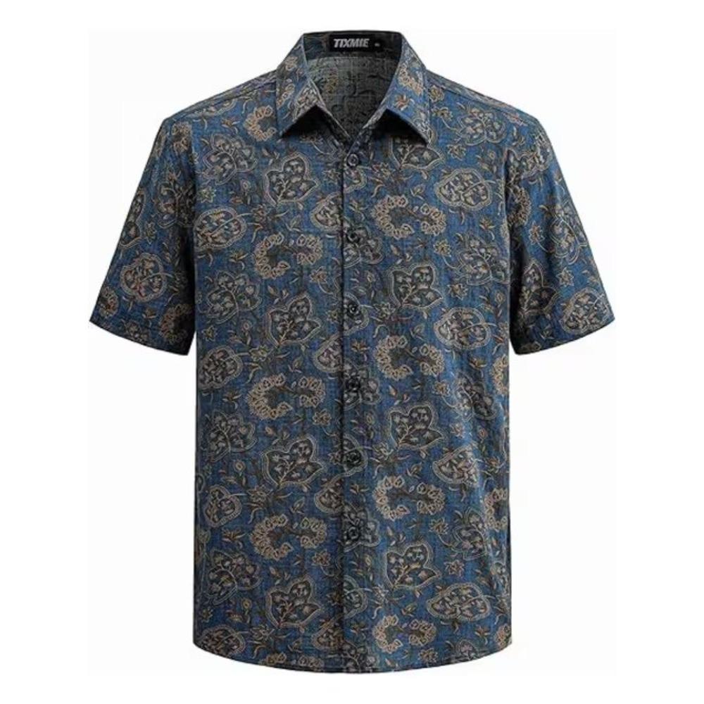 

Men s Retro Fashion Pattern 3D Print Shirt Button Up Shirt Casual Shirt Summer Shirt Short Sleeve Daily Vacation Clothing 8XL ua синього кольору