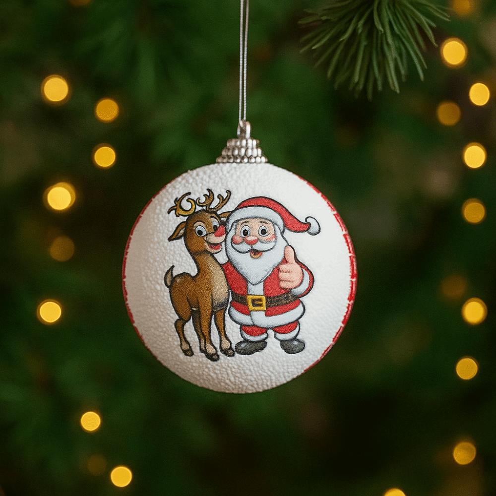 3PCS/SET Flocked Christmas Tree Ornament Snowman/Santa Claus/Elk Cartoon Christmas Hanging Ball Shimmer Colorful