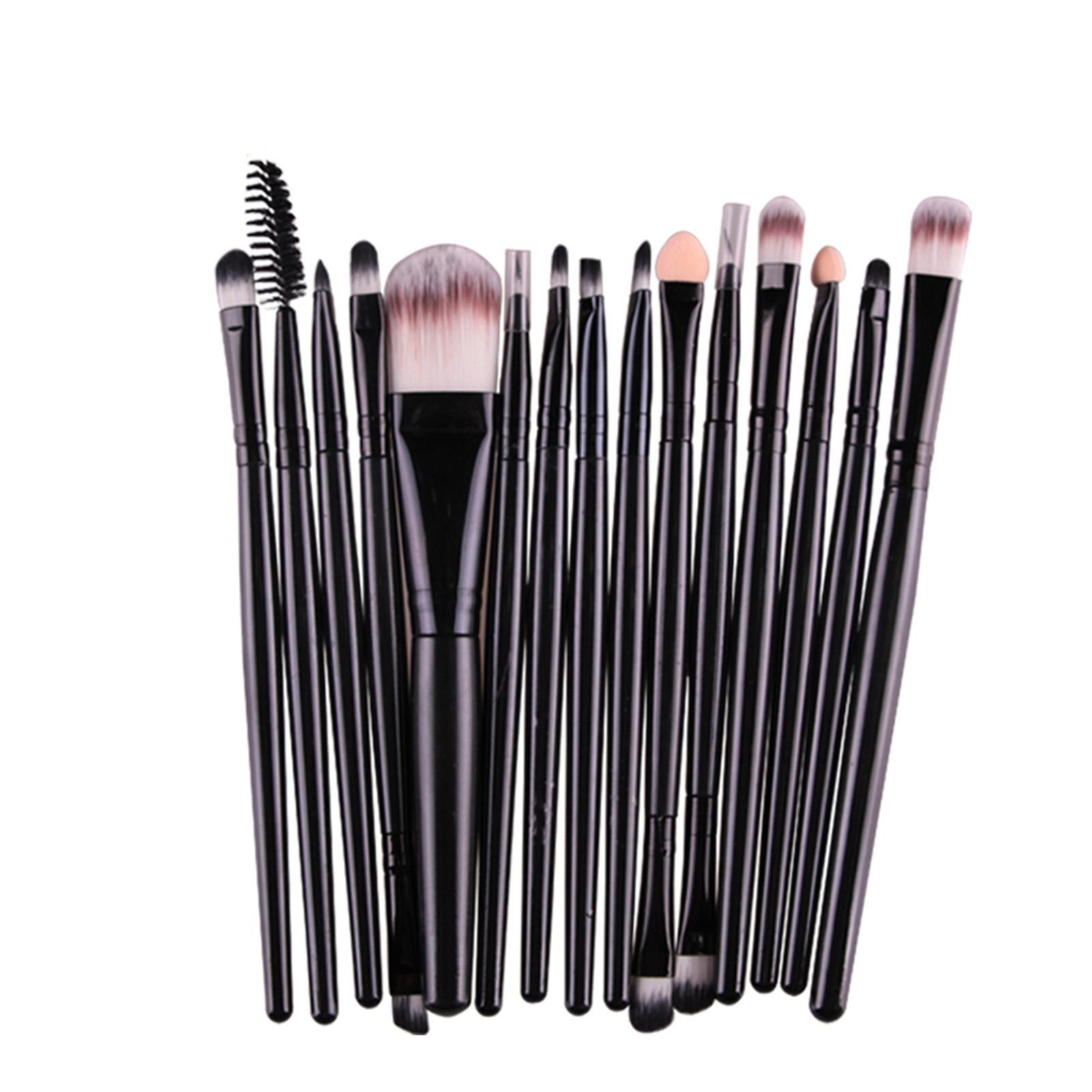 

Набор из 15 кистей для макияжа. Тональный крем, пудра, тени для век, брови