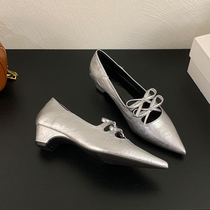 Fashion 2025 New Fashion Butterfly-Knot Ladies Low Heel Slip On Shoes Luxury Female Shallow Footwear Pointed Toe Women Heel Shoes Pumps