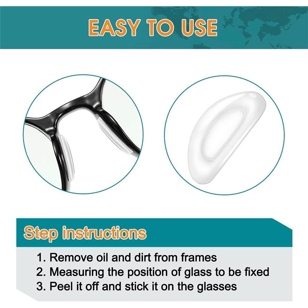 20 pairs of eyeglass nose pads, transparent anti-slip nose pads, adhesive anti-slip soft silicone self-adhesive eyeglass nose pads