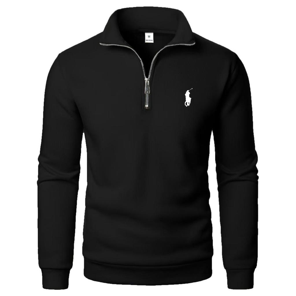 Herren-Polo-Stil Stehkragen Halbreißverschluss Sweatshirt mit besticktem Pony