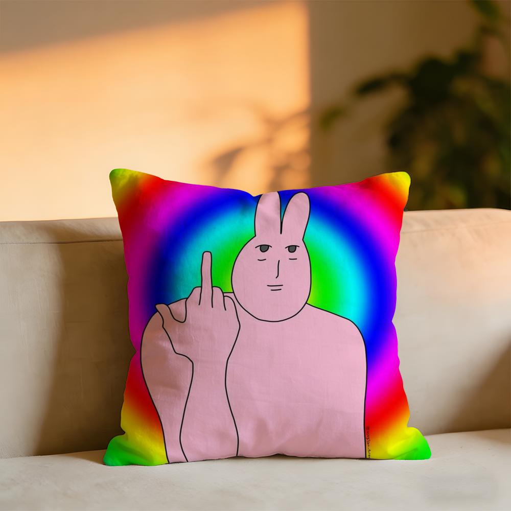 Pink Bunny Cue Cushion Cover Cozy Velvet Throw PillowSoft Warm Cushion For Sofa Bed