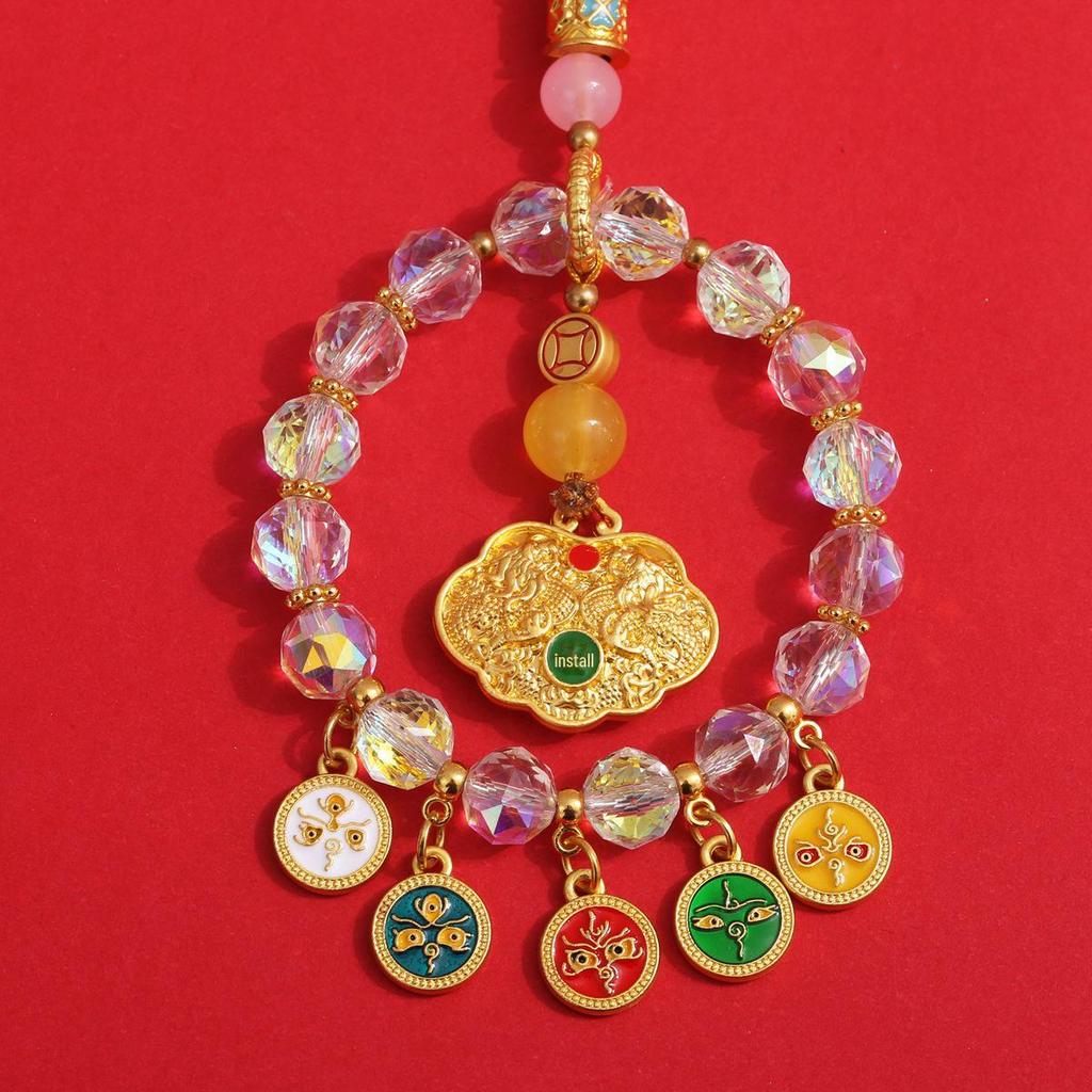 Pendentif de voiture Dieu de la richesse Lingyin Wulu de Hangzhou: Boulier Coloré pour Décoration de Véhicule Haut de Gamme, Symbolisant la Paix et la Fortune
