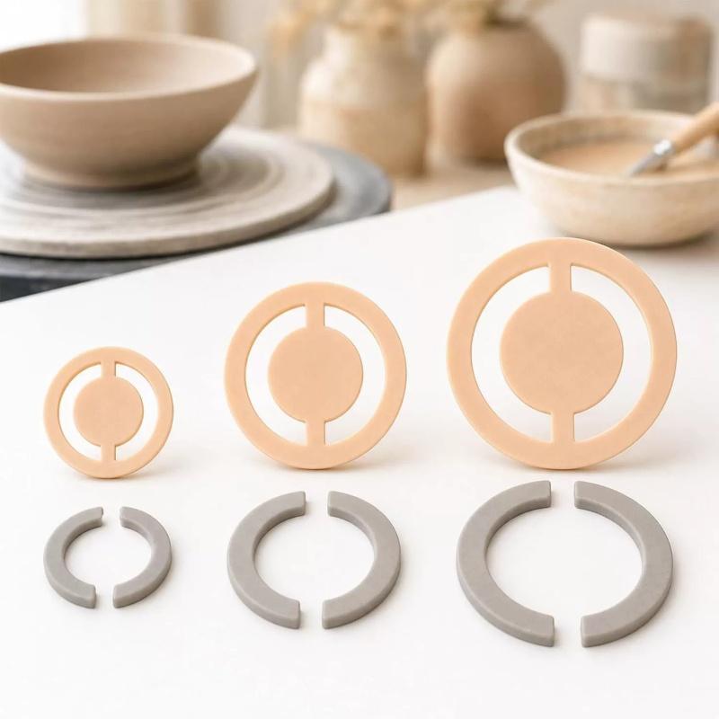 3PCS Pottery Foot Ring Tool Shaping Guide Set 4/6/8cm Ceramic Base Trimming Template Clay Foot Shaper for Mugs Cups Bowls