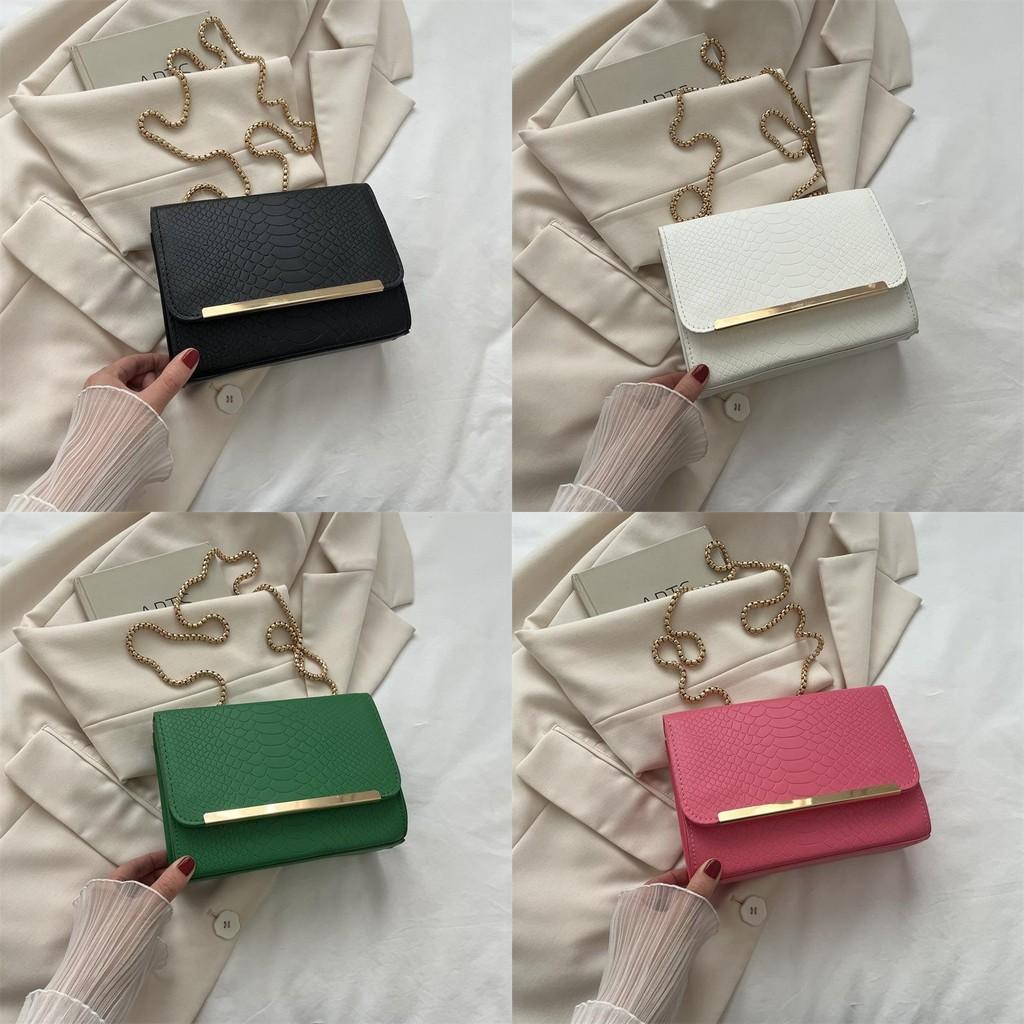 Trendy Korean Style Chain Shoulder Bag For Women In Black White Green Pink Brown