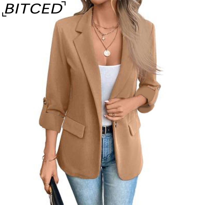 BITCED Autumn/Winter Fashion Solid-Colour Versatile Long-Sleeved Blazer for Women