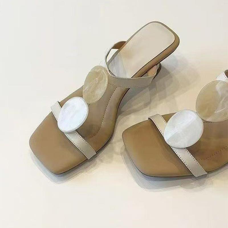 Fashion Women Elegant Heeled Slippers Fashion Shoes Summer Woman Sandals 2025 Designer Slides New Trend Walking Party Mujer De Zapatos