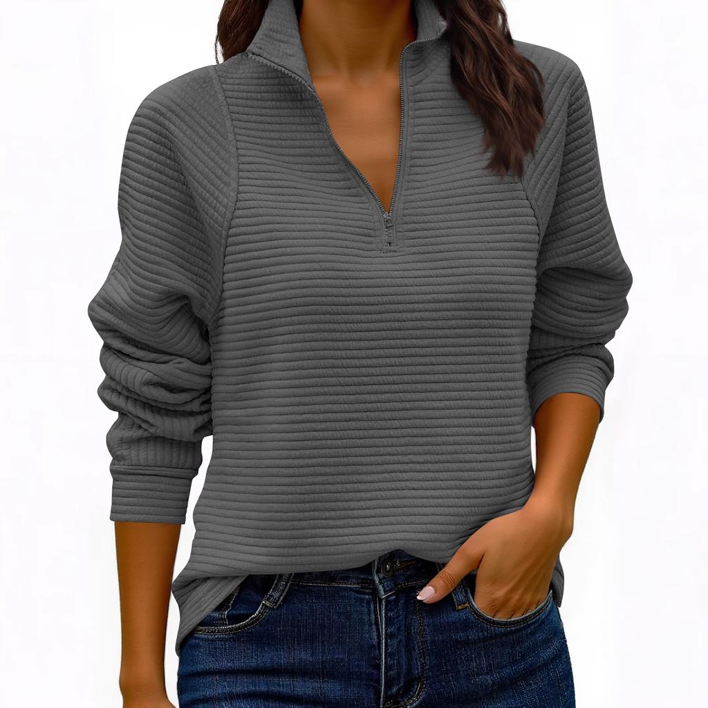 Women's Fashion Solid Color Stand Collar Fashion Women's Knitted Sweatshirt