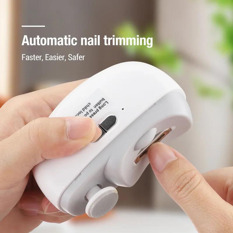 Safe Type Electric Nail Clipper Grinding and Polishing with Light Automatic Nail Trimmer Rechargeable Nail Cutter Manicure