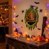Halloween Wall Mirror Wooden Decorative Mirror, Pumpkin Ghost Bat Witch Cartoon Lightweight Decor, Fun for Entryway Party, Festive Home Ornament