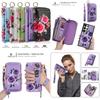 Compatible with Samsung S26 Phone Leather Case, S25 Ultra Multifunctional Fashion Zipper Wallet, Painted Flower Handbag